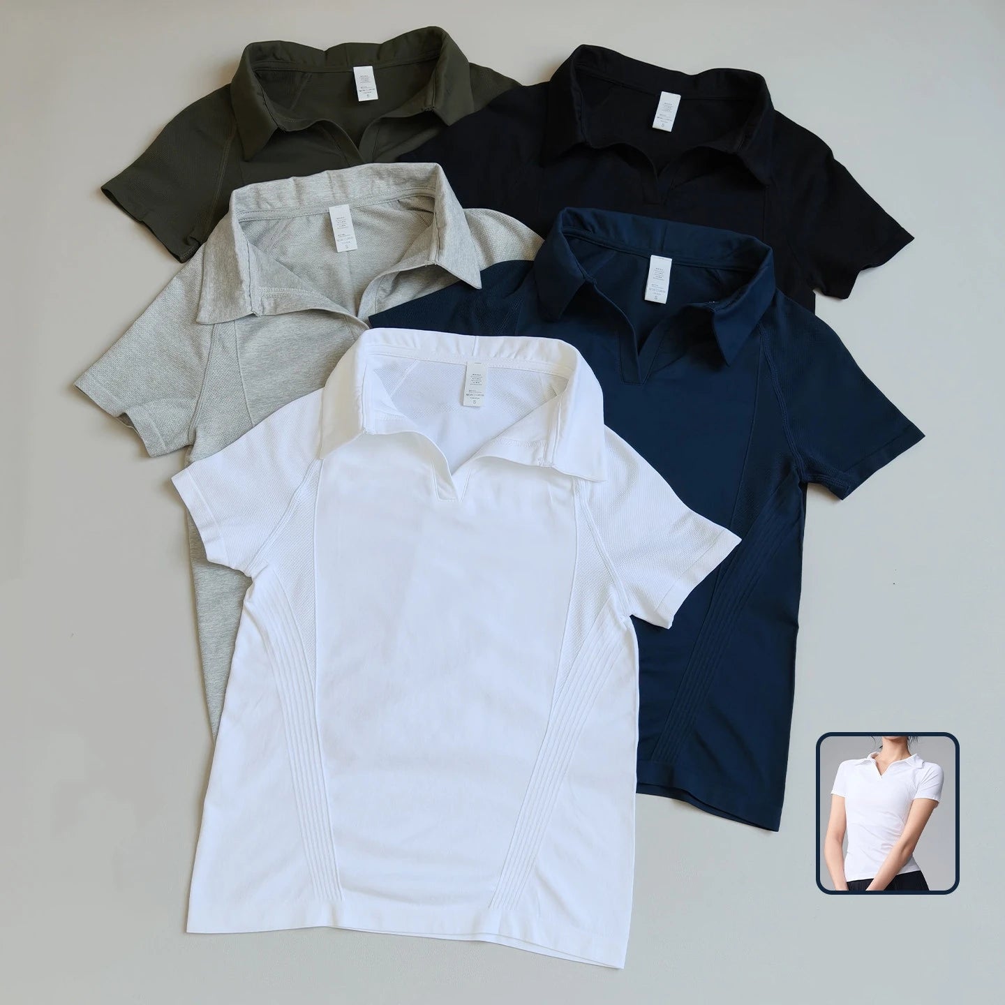 Breathable Yoga Wear Short-Sleeved Right-Shoulder Sports Tops Tennis Polo Shirts Fitness Badminton T-Shirts for Active Wear