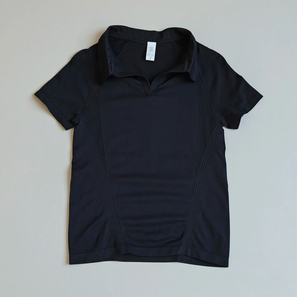 Breathable Yoga Wear Short-Sleeved Right-Shoulder Sports Tops Tennis Polo Shirts Fitness Badminton T-Shirts for Active Wear